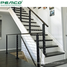 Modern Indoor Black Wire Balustrade Details Stainless Steel Stair Cable Railing Design